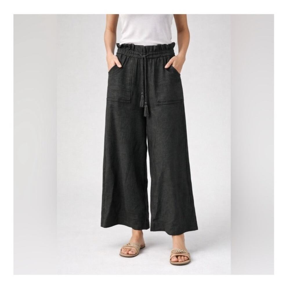 House of Harlow 1960 Wide Leg Black Linen Blend Pants size Small